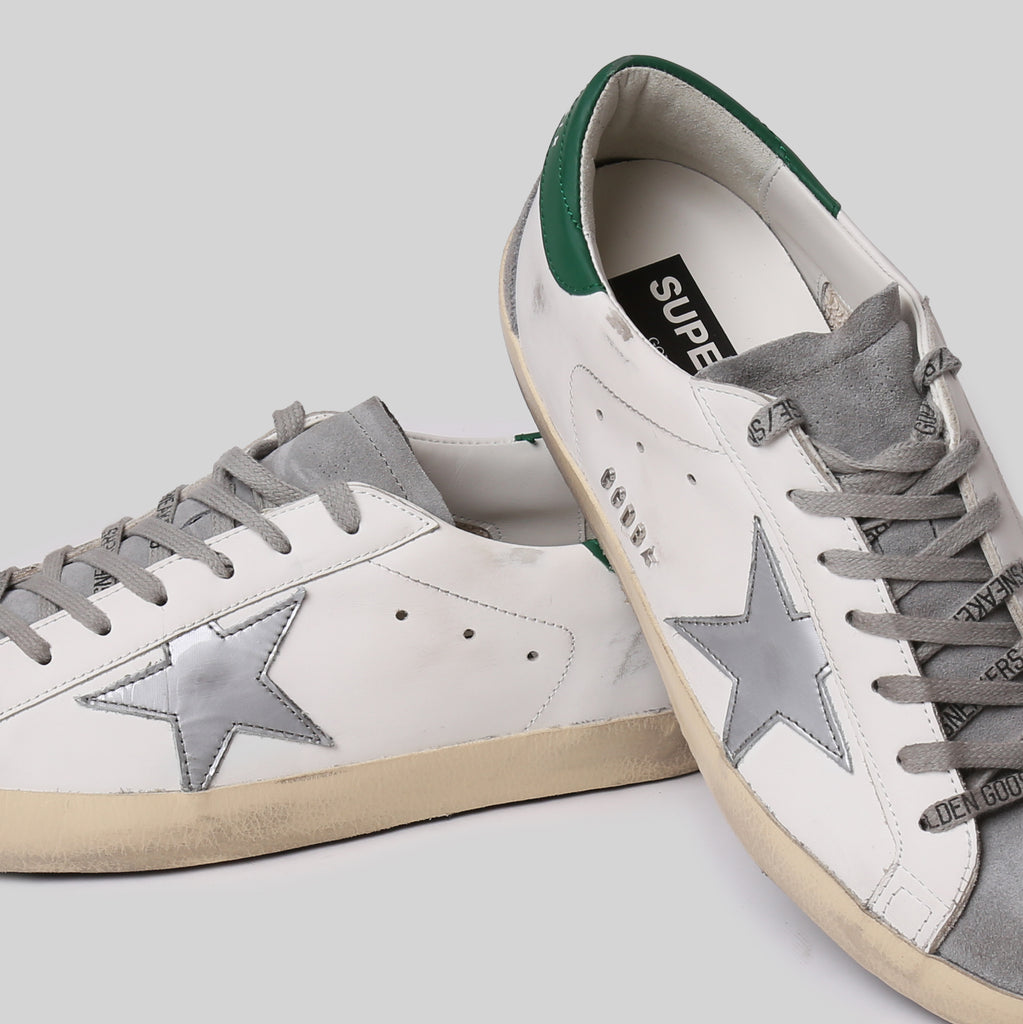 GOLDEN GOOSE SNEAKERS  SUPER STAR CLASSIC WITH SPUR WHITE/GREY/SILVER