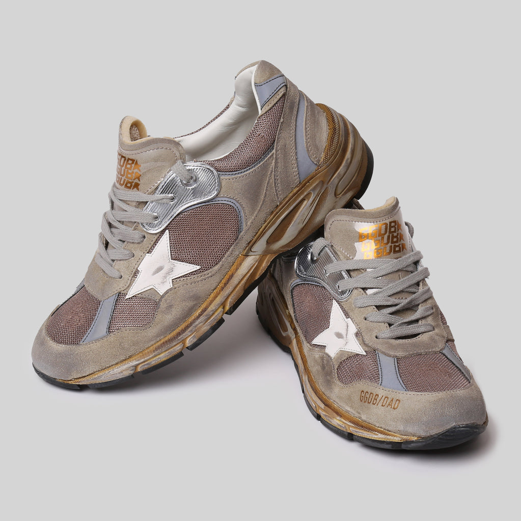 GOLDEN GOOSE SNEAKERS RUNNING DAD TAUPE/SILVER/WHITE