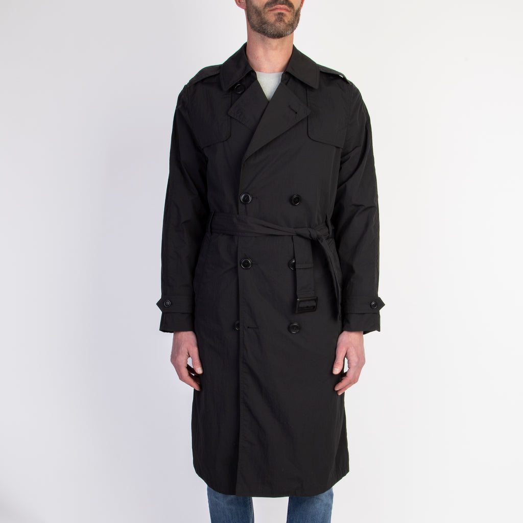 ADHOCONCEPT DOUBLE-BREASTED TRENCH COAT 144P313-01 07 BLACK